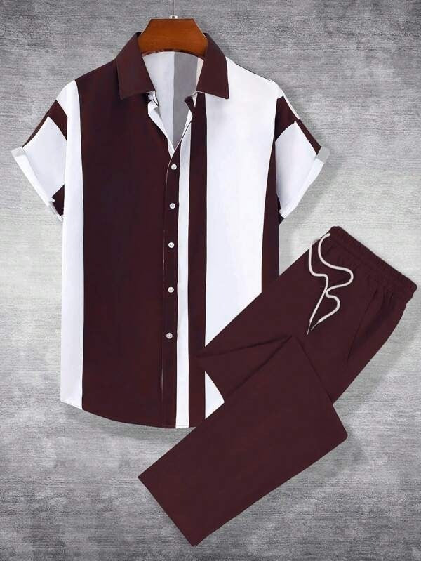 Anton – Costume Chemise à Rayures Décontracté et Stylé
