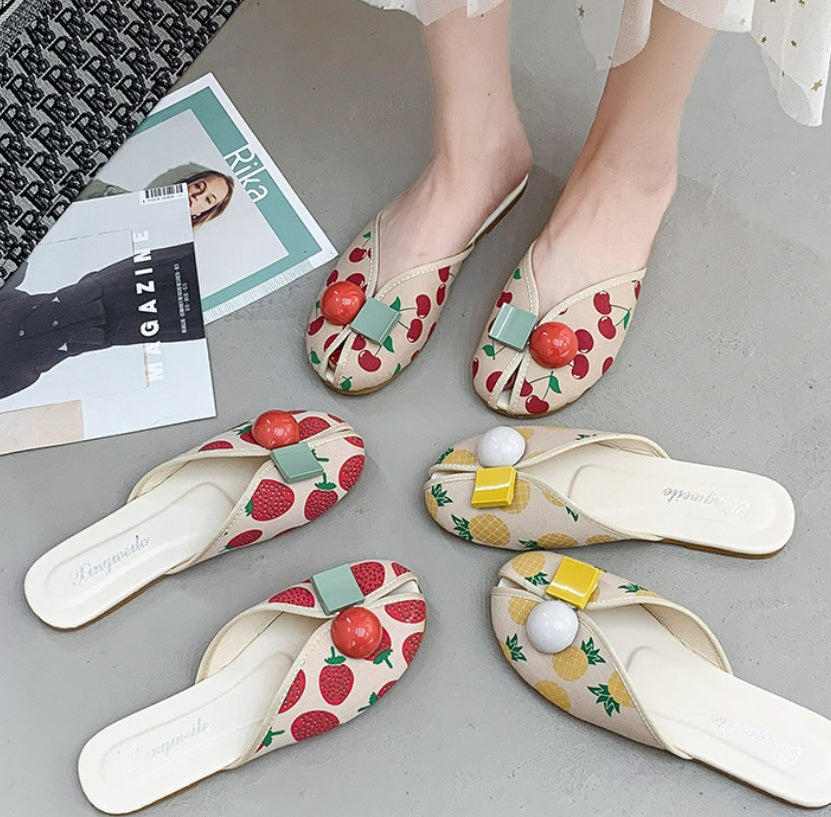 Miranda – Sandales Plates avec Bout Cerise