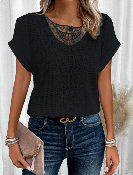 Margaret – T-shirt à manches courtes d'été avec design ajouré