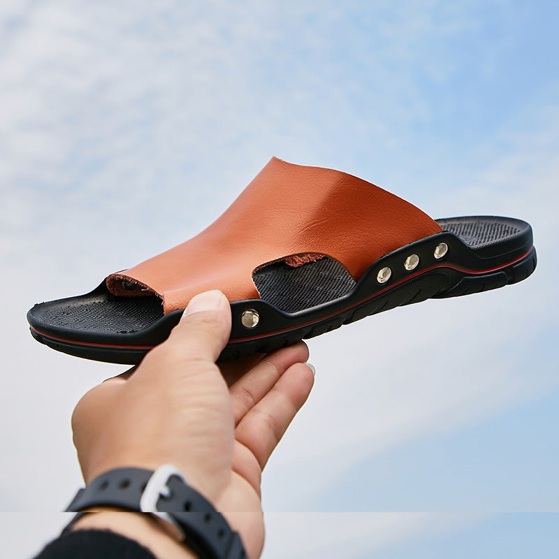 Adrian – Tongs d'été en cuir vegan pour hommes