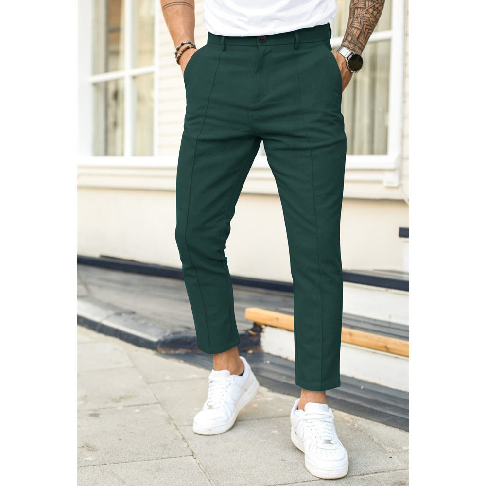 Frank – Pantalon de Costume Confortable pour Homme avec Double Ligne de Pli en Uni