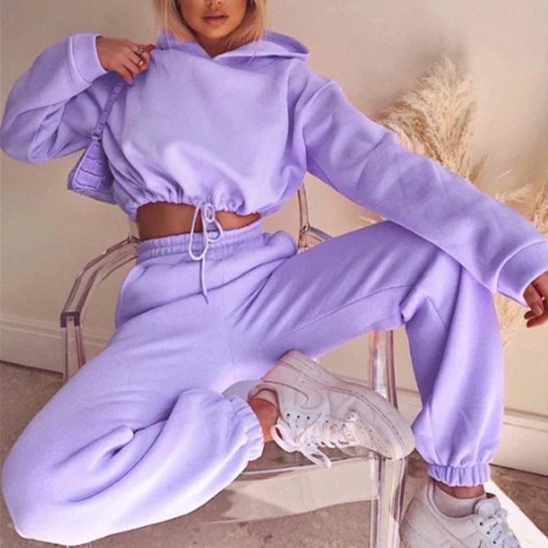 Holly – Ensemble de jogging deux pièces avec hoodie sexy et manches longues