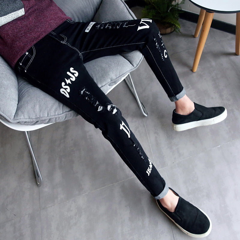 Jude – Pantalon noir déchiré pour homme