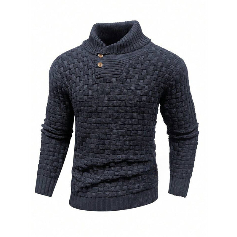 Ian – Slim Fit Herren Rollkragenpullover mit Knopfdesign