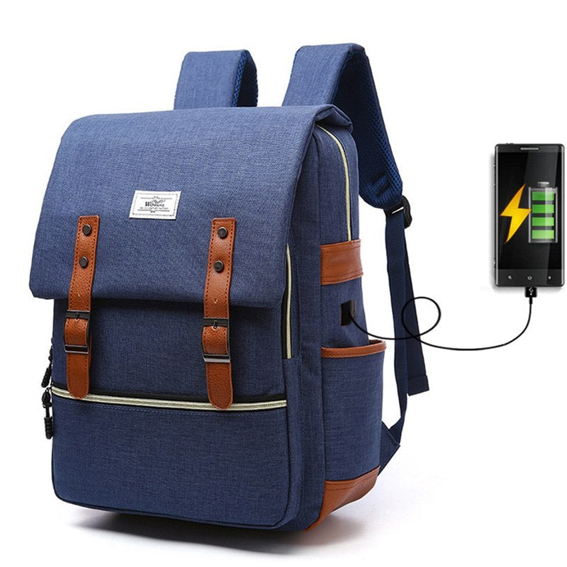 Douglas – Sac à dos vintage en toile avec port USB