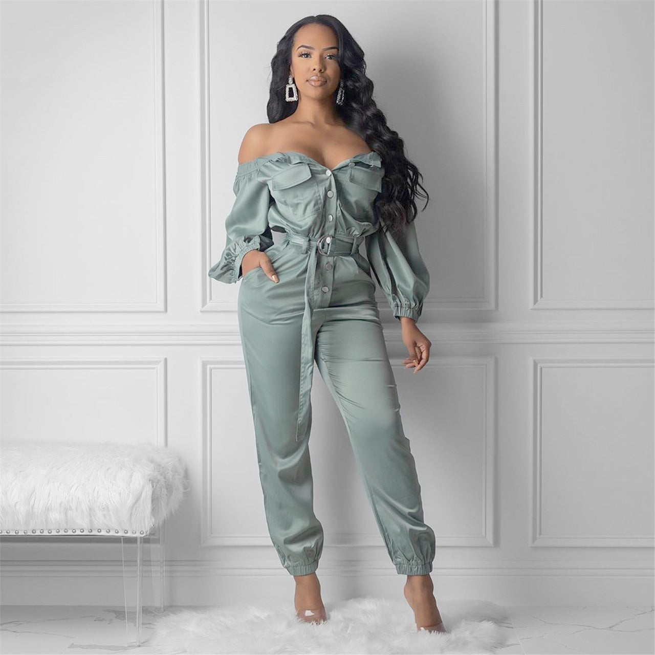 Joy – Combinaison Streetwear avec Design Épaule Dénudée