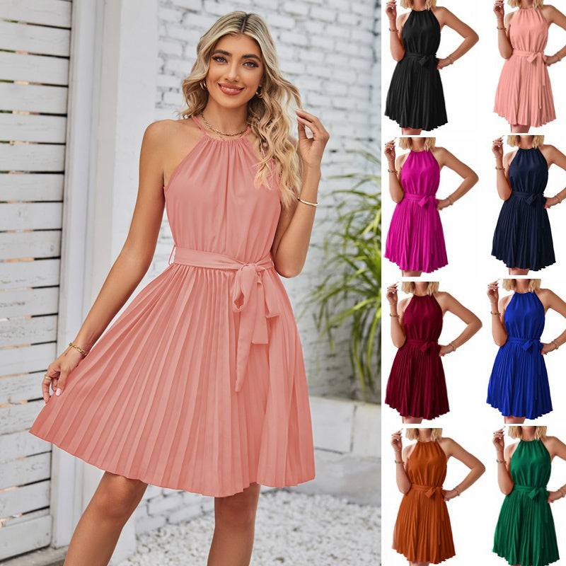 Jennifer – Robe d'été plissée unie sans bretelles