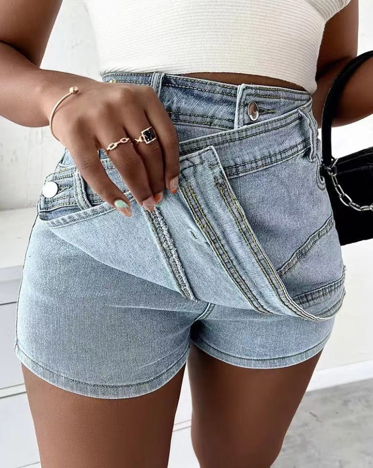 Helen – Shorts Vintage en Denim Y2K avec Ourlet Asymétrique