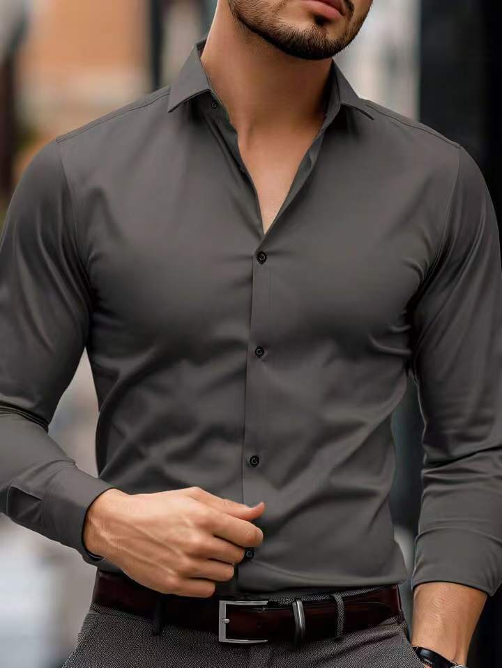 Dominic – Chemise d'affaires avec revers et design uni