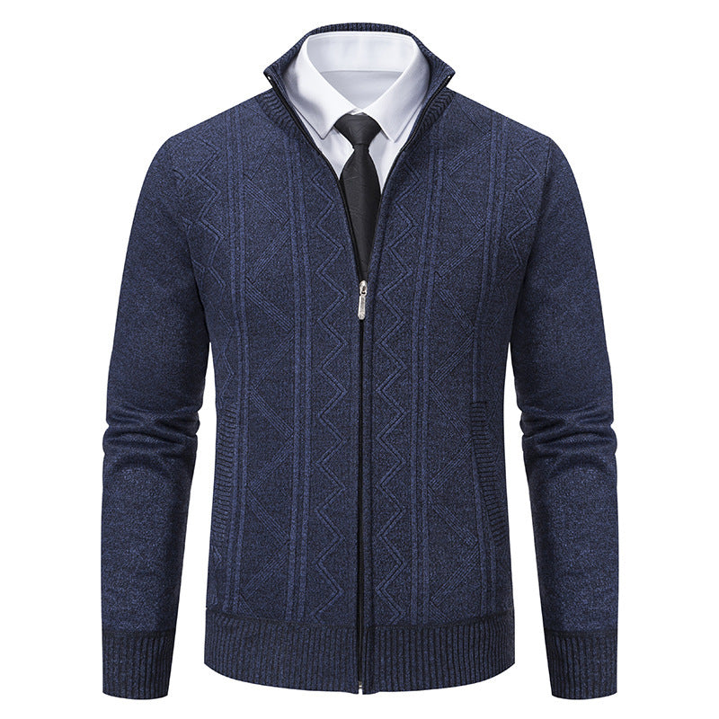 Karl – Cardigan en Laine pour Homme avec Col Montant pour Automne et Hiver