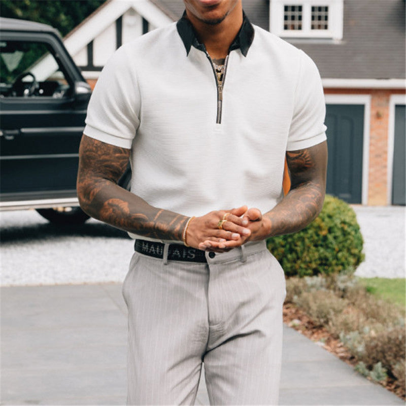 Carl – Polo Homme en Blanc Pur à Manches Courtes