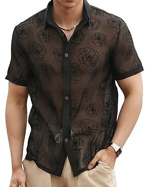Joseph – Chemise à Manches Courtes avec Motif de Roses et Design en Mesh