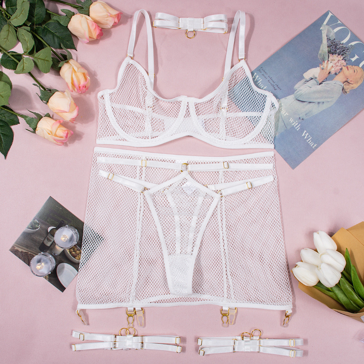Adele – Ensemble de Lingerie en Résille Sexy
