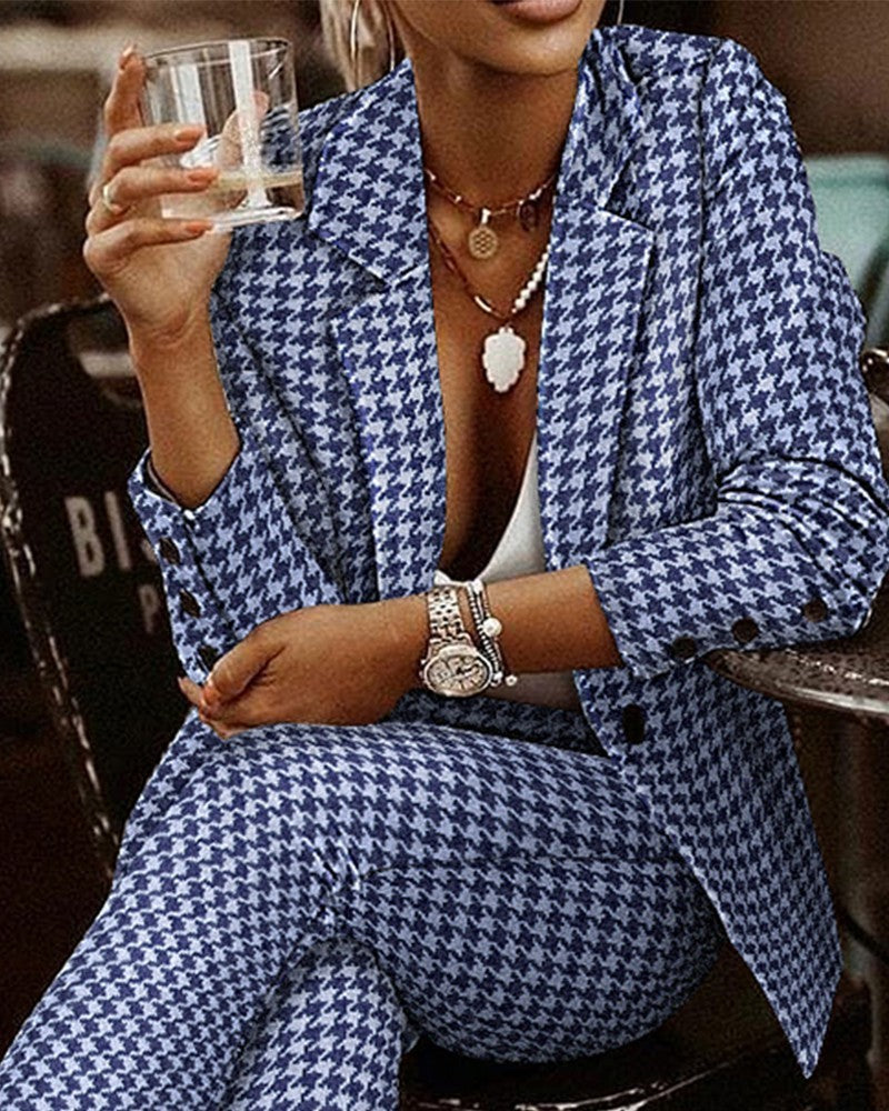 Fiona – Ensemble tailleur femme à carreaux ajusté