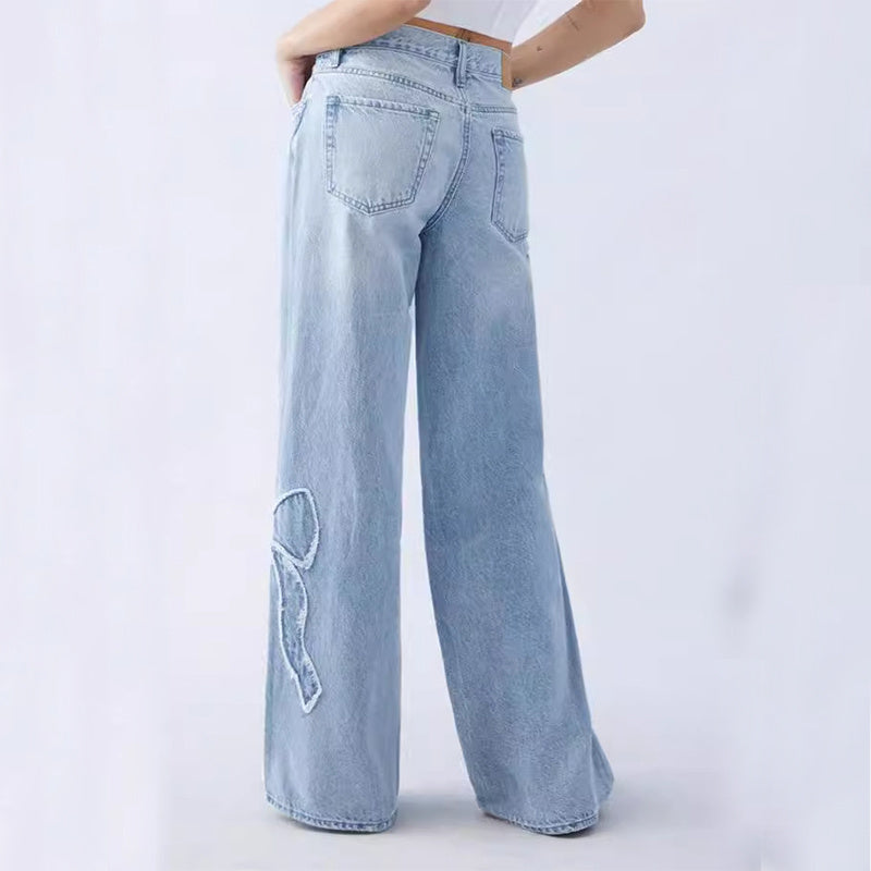 Jane – Pantalon droit pour femme avec papillons brodés