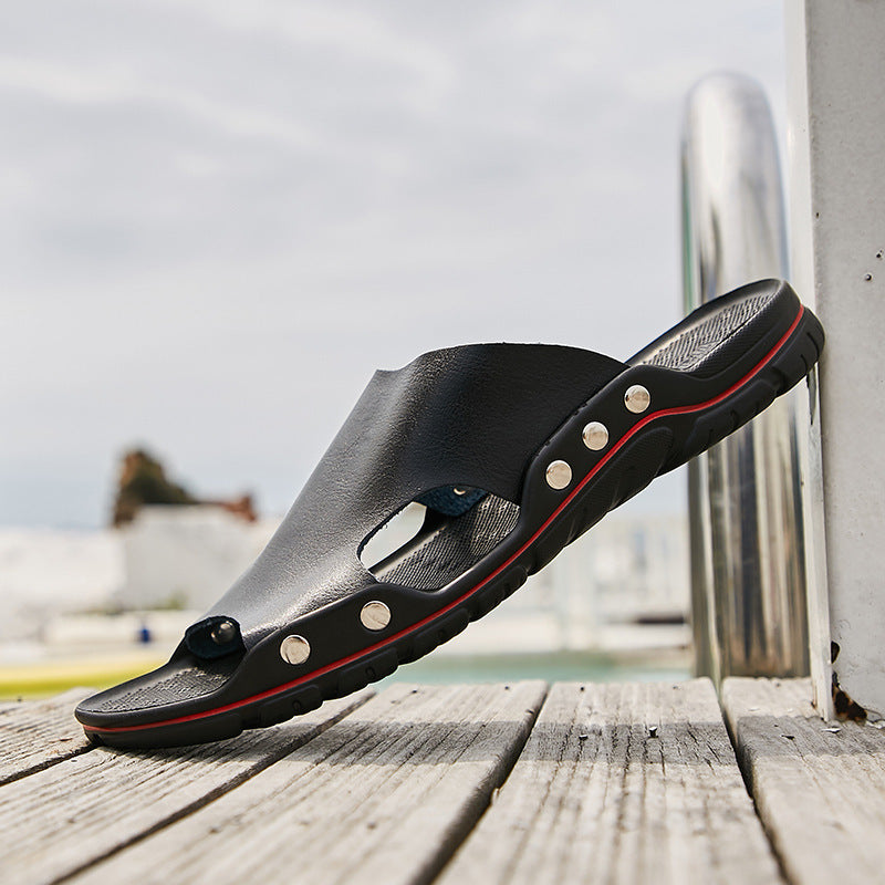 Adrian – Tongs d'été en cuir vegan pour hommes