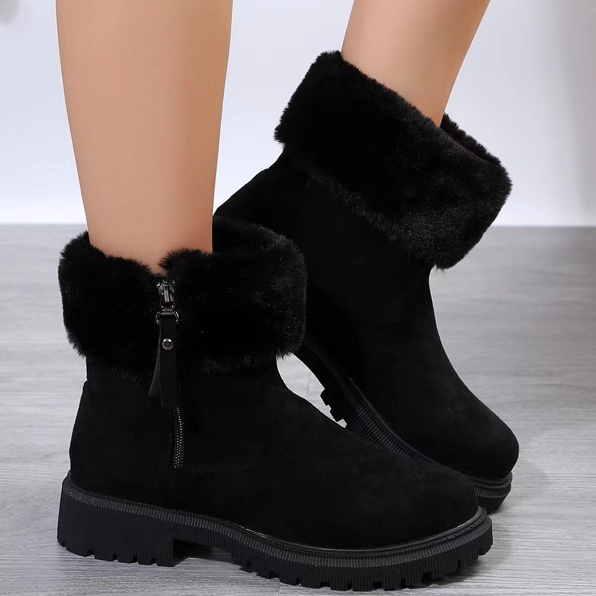 Deborah – Bottes en Peluche Chaudes avec Fermeture Éclair Latérale