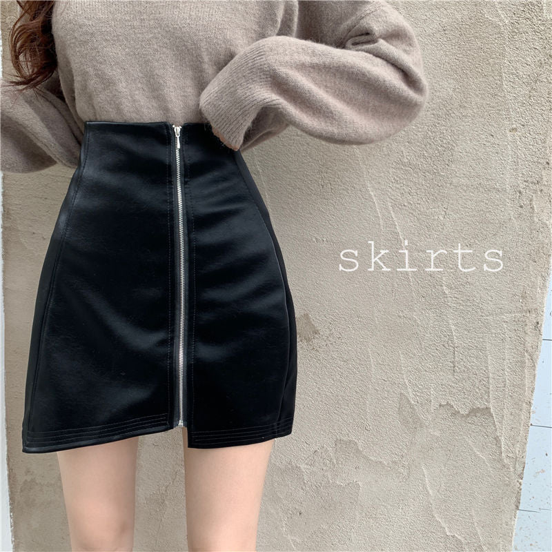 Katie – Jupe en cuir vegan à taille haute