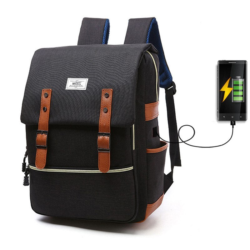Douglas – Sac à dos vintage en toile avec port USB