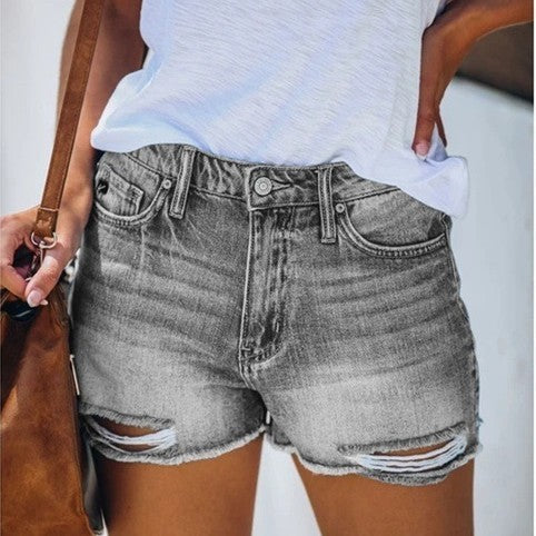 Chelsea – Shorts en denim d'été avec franges pour femmes