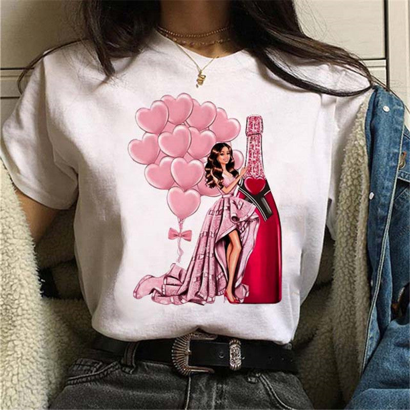 Leanne – T-Shirt Créatif à Motif Ballon en Noir