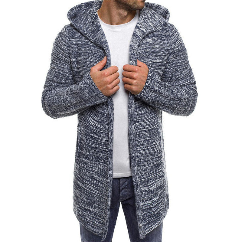 Ian – Long Trench Cardigan pour Homme avec Capuche pour l'Hiver