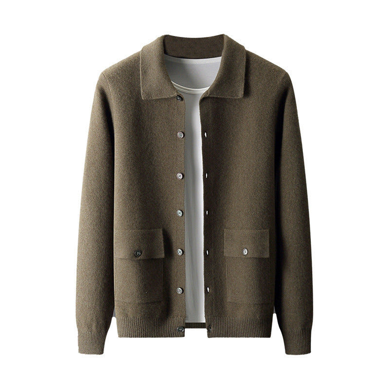 Christine – Cardigan en Laine Épaisse pour Femme avec Col Polo en Couleurs Unies pour l'Automne et l'Hiver