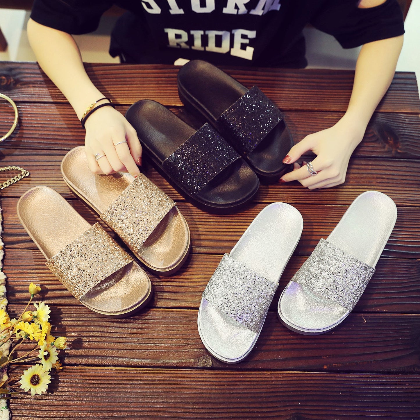 Kimberley – Chaussures mi-hautes à paillettes pour femmes