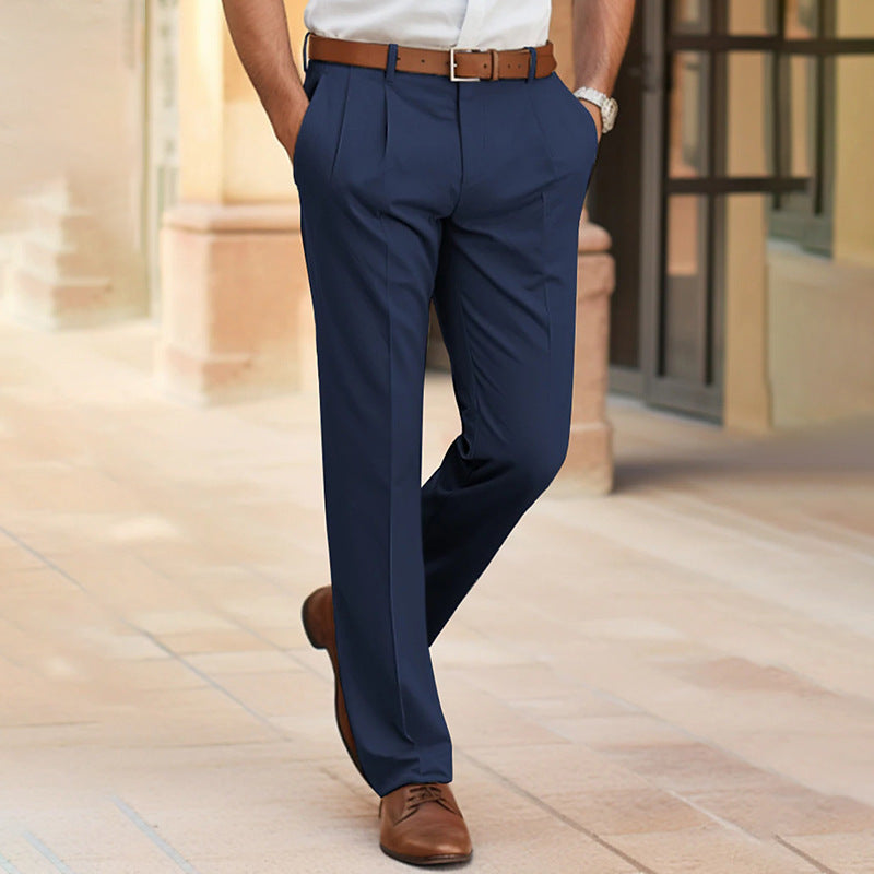 Andy – Pantalon de Costume Homme à Taille Moyenne et Coupe Droite