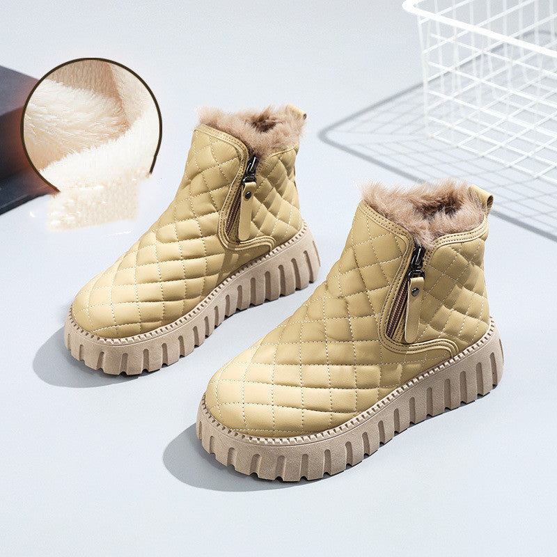 Megan – Bottines à plateforme à motif carreaux avec fermeture éclair latérale