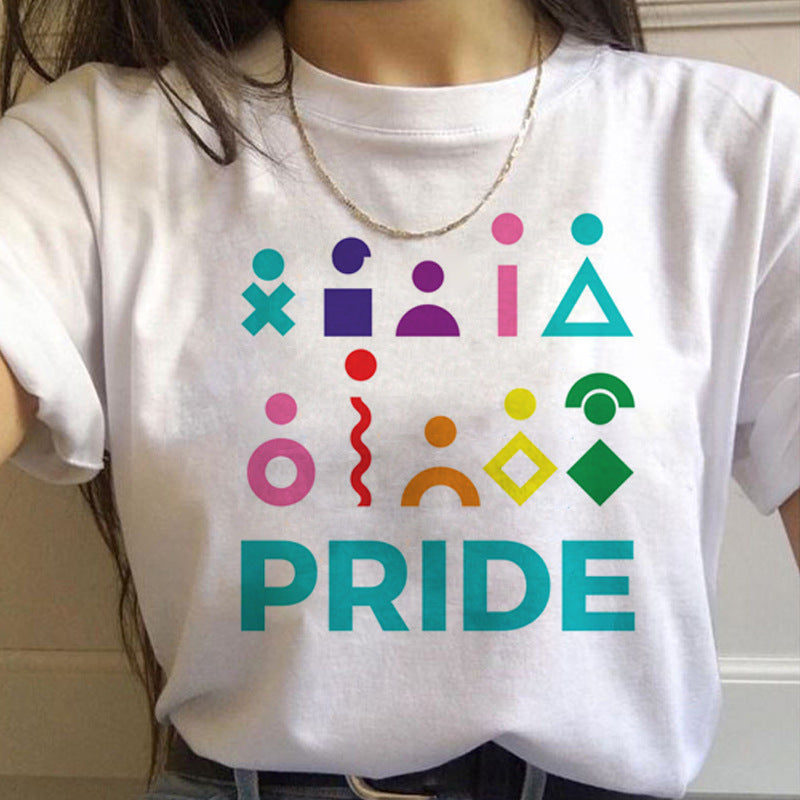Caroline – T-shirt Arc-en-ciel Femme à Manches Courtes