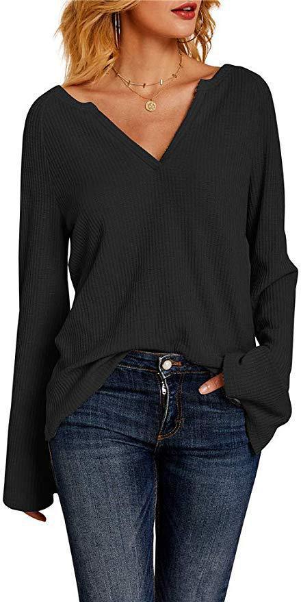 Jane – T-Shirt pour Femme avec Manches Trompette et Col en V