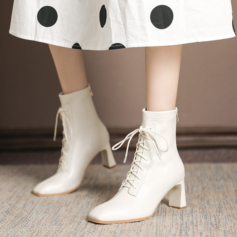 Margaret – Bottines pour femmes à bout carré et talon haut en cuir vegan
