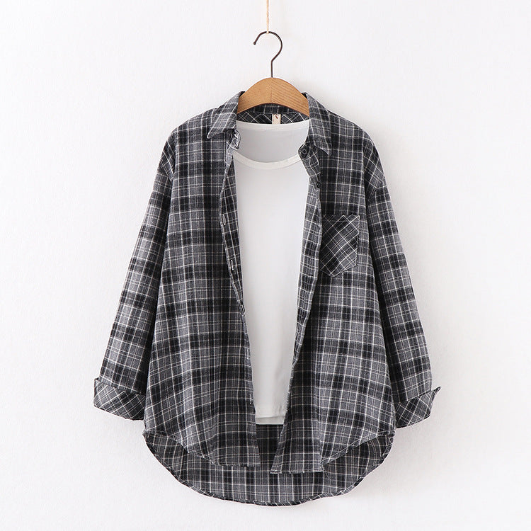 Marie – Blouse à carreaux pour femme à coupe ample