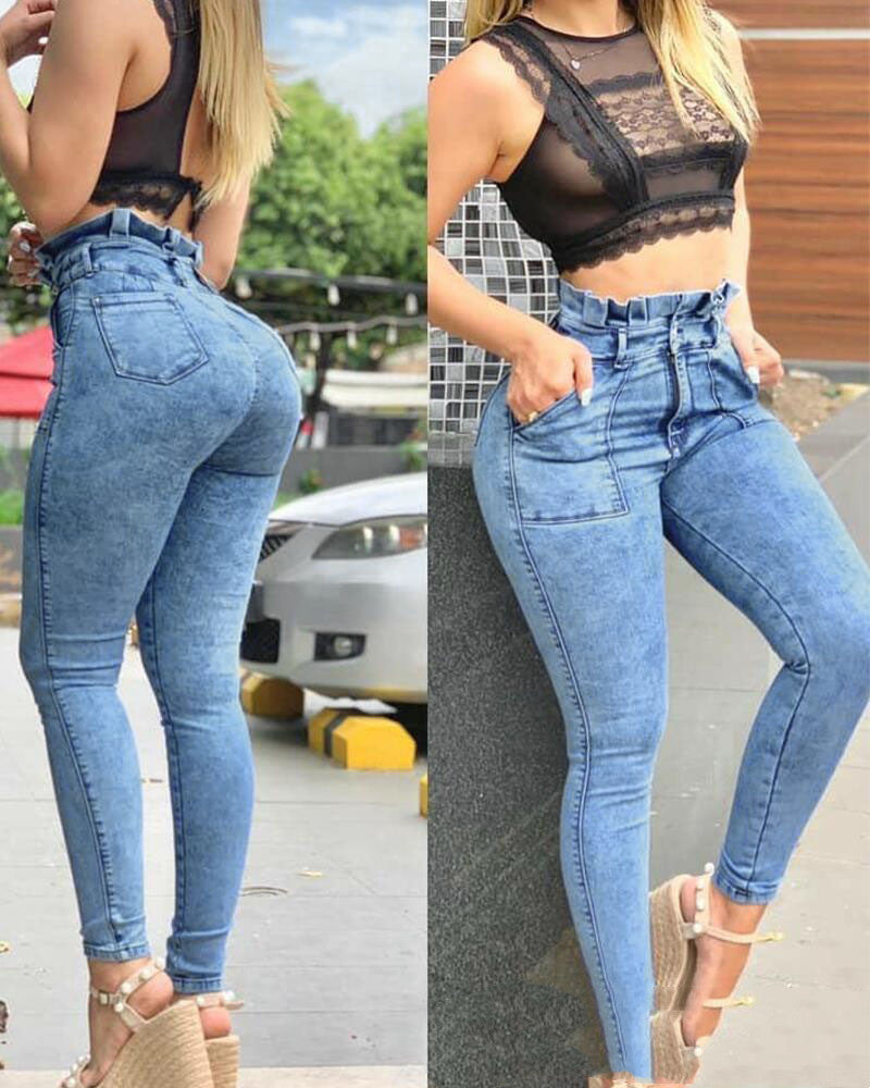 Michelle – Jean européen pour femme avec oreilles en bois