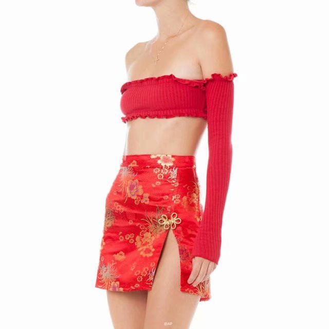 Nicola – Robe Cheongsam Rétro avec Fente Latérale et Taille Haute