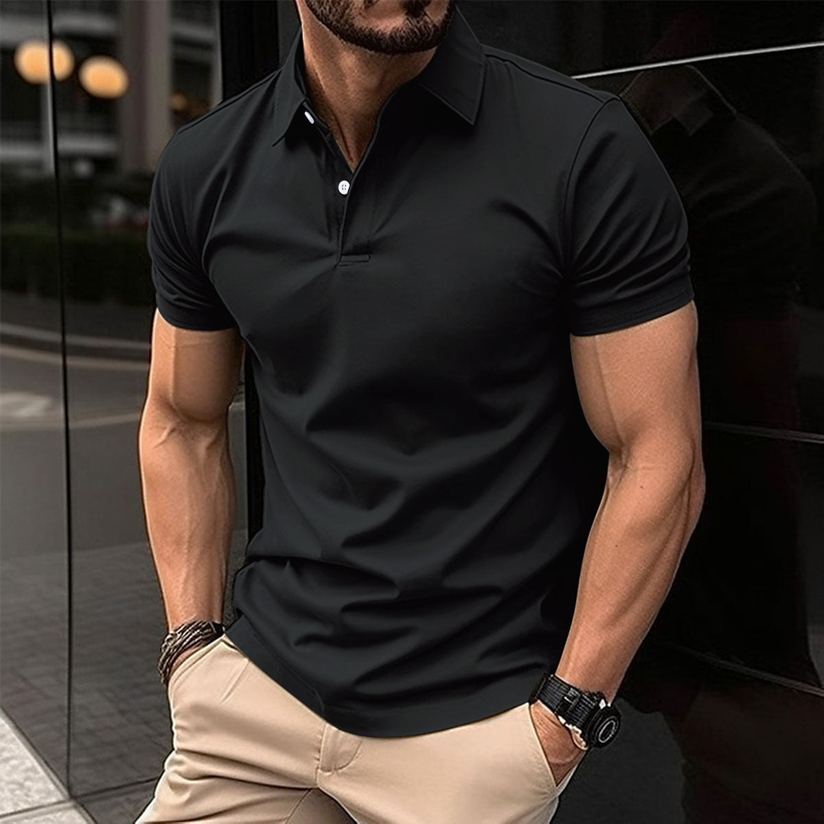 Fred – Polo à Manches Courtes pour Hommes en Couleurs Unies