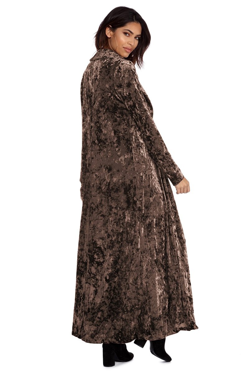 Janet – Long manteau en velours pour femme pour l'automne