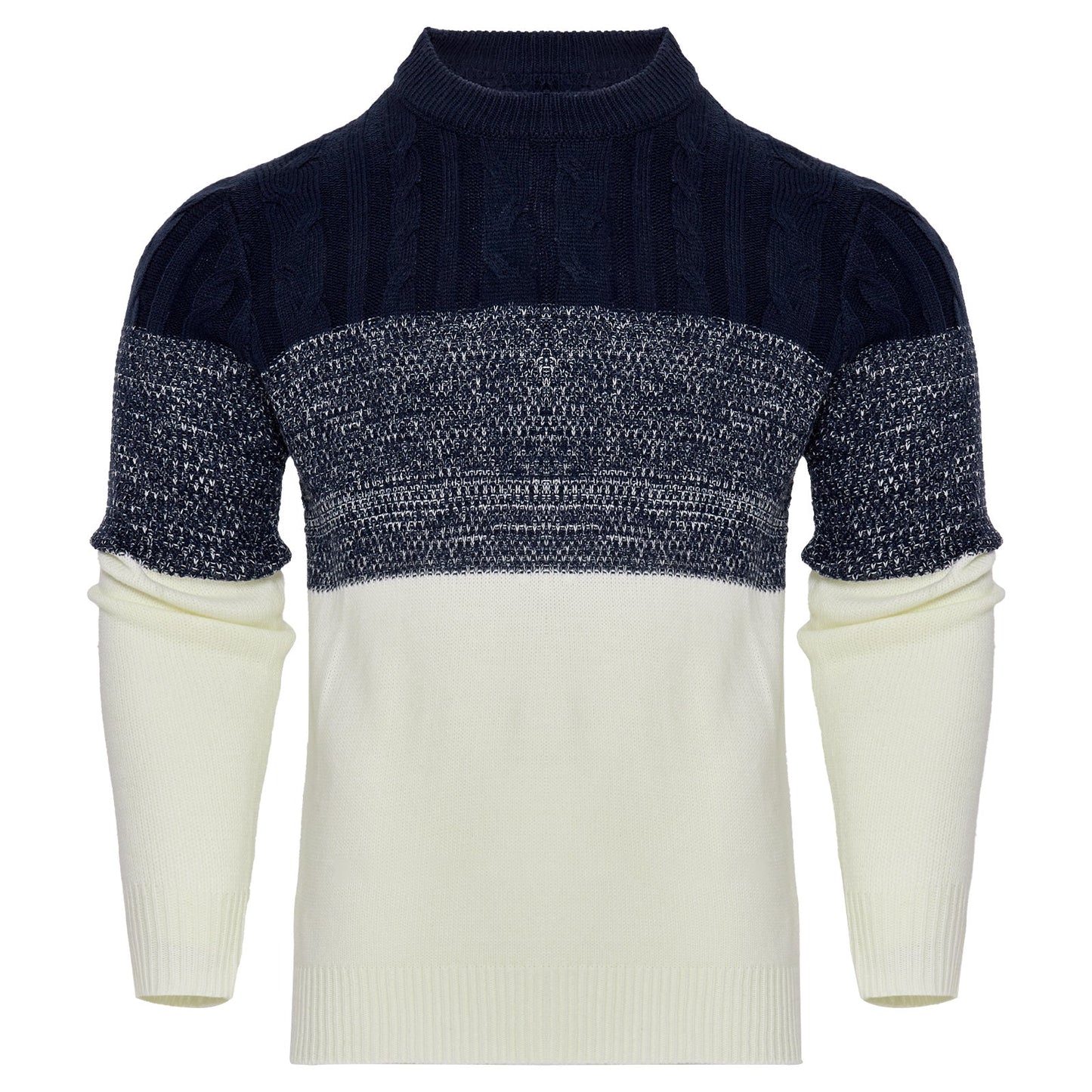 Ashley – Lässiger Farbblock Langarm Pullover mit Kabelstrick