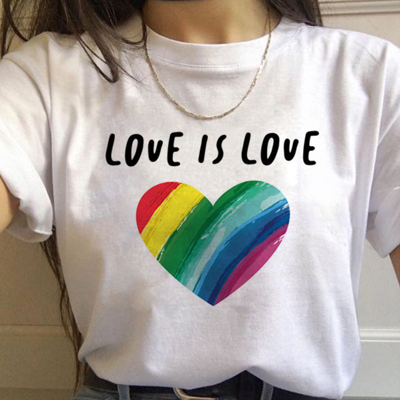 Caroline – T-shirt Arc-en-ciel Femme à Manches Courtes