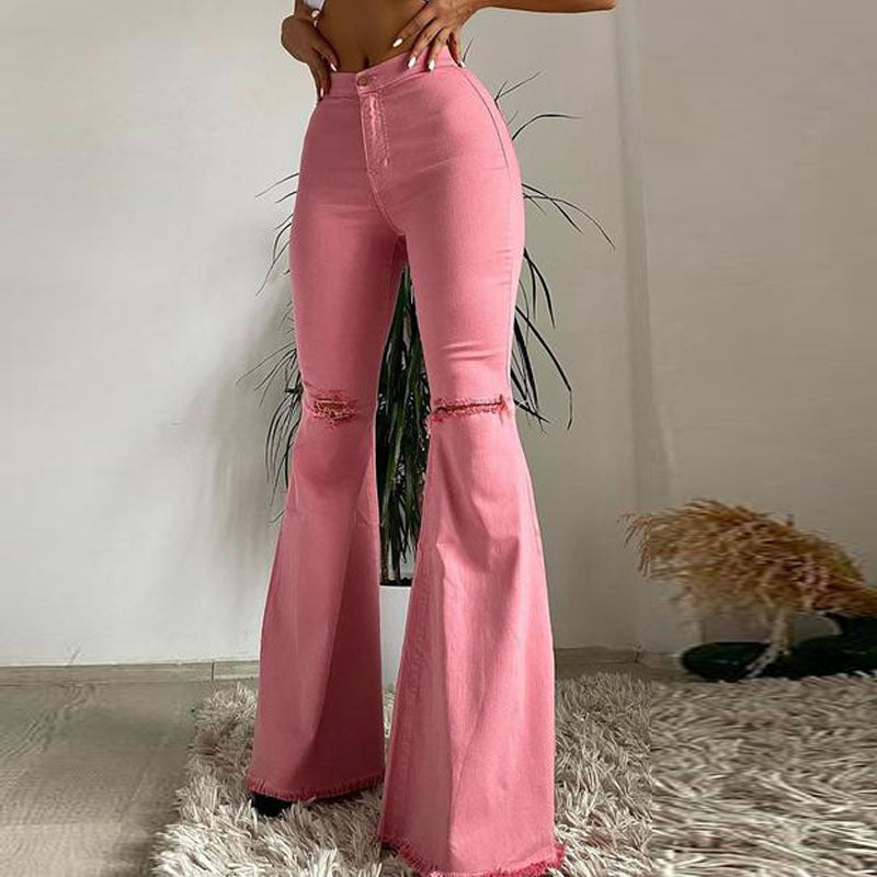Jenny – Jean Flare pour Femme avec Franges et Déchirures