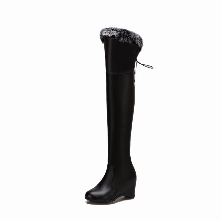 Elizabeth – Bottes hautes avec talon compensé et fourrure synthétique