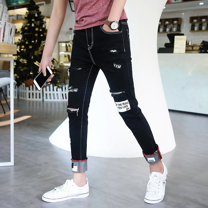 Jude – Pantalon noir déchiré pour homme