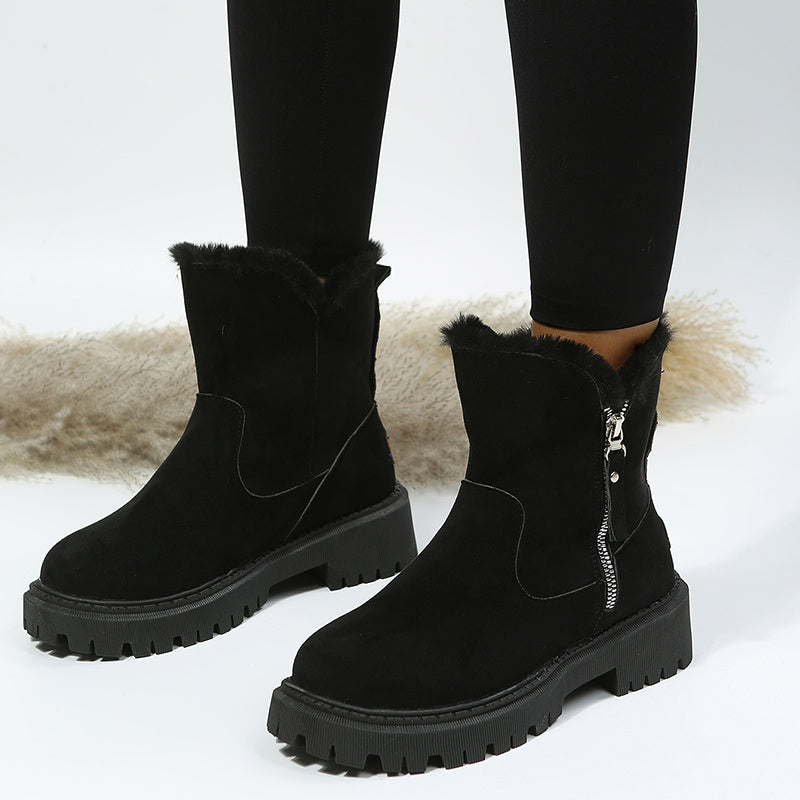 Jennifer – Bottes de Neige en Simili Daim Végan avec Semelle Antidérapante
