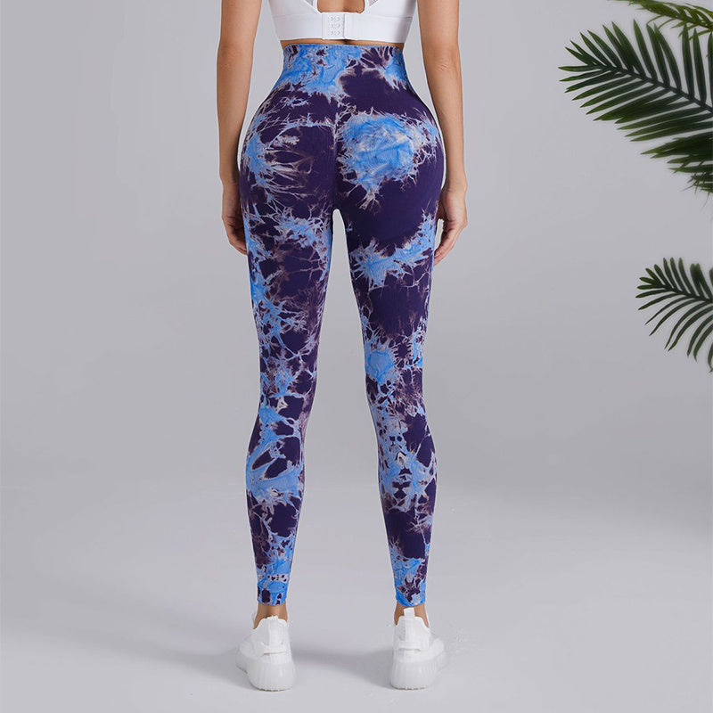 Sophie – Pantalon de yoga taille haute sans couture à motif tie-dye pour femmes