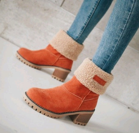 Brenda – Bottes à Talon Épais en Suède Vegan Premium