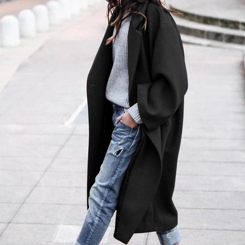 Karen – Long manteau femme avec poches en laine