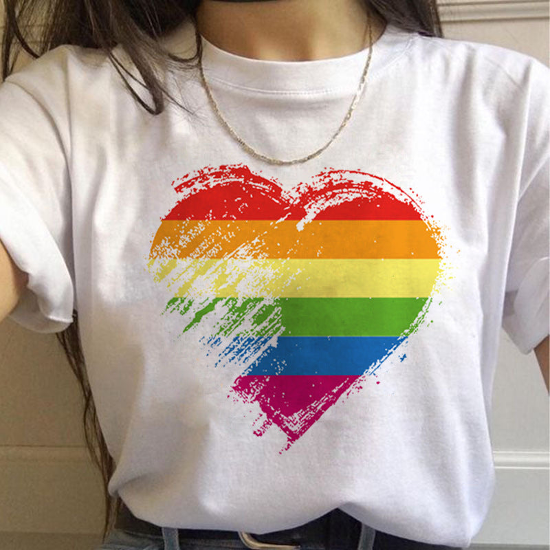 Caroline – T-shirt Arc-en-ciel Femme à Manches Courtes