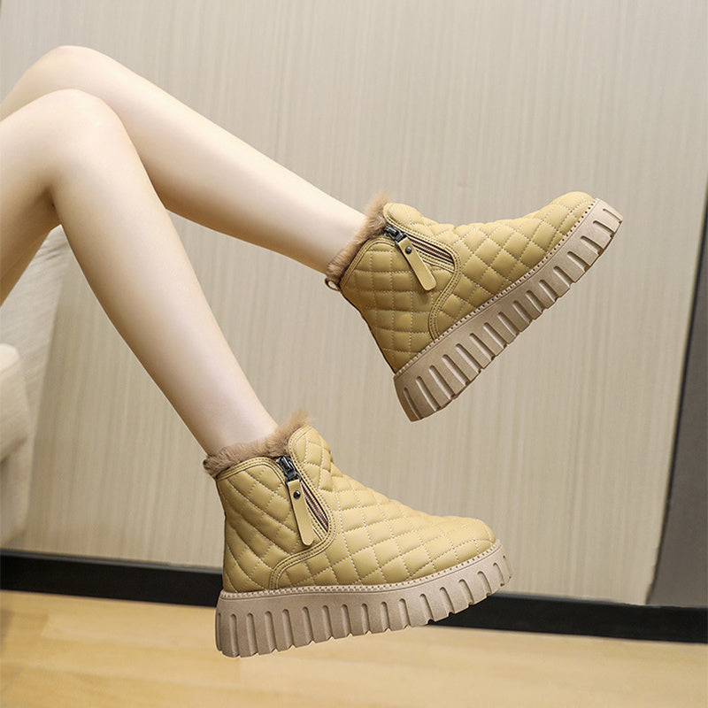 Megan – Bottines à plateforme à motif carreaux avec fermeture éclair latérale