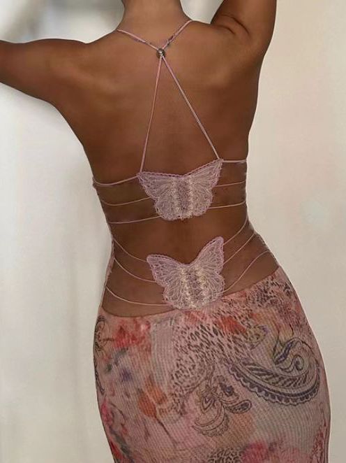 Joy – Robe Sexy Ajustée avec Imprimé Floral et Bretelles Spaghetti